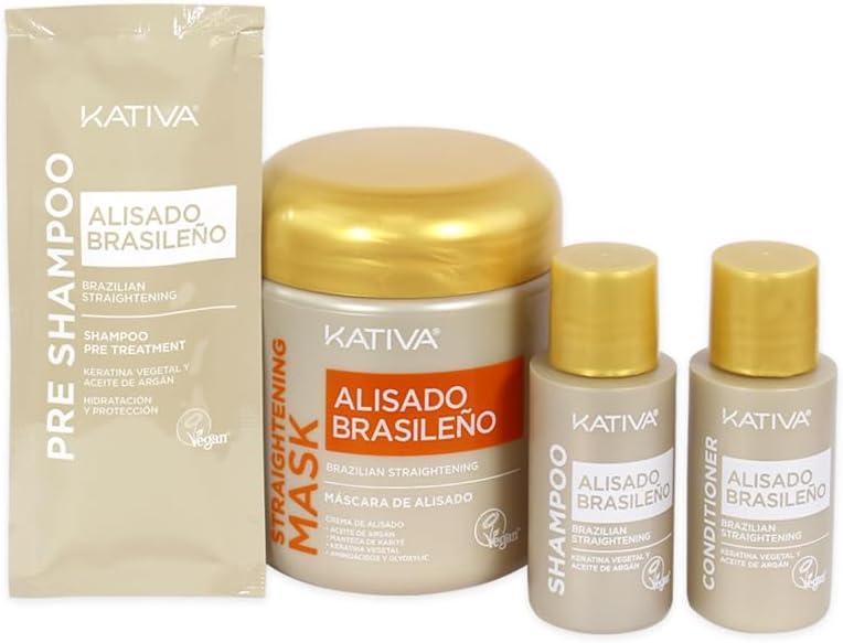 Kativa Confezione 2 liscianti brasiliani – Nuova formula con acido ialuronico – Trattamento lisciante professionale a casa – Fino a 12 settimane di durata – Raddrizzamento Keratina – Formula vegana –