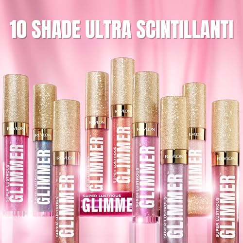 Revlon Super Lustrous Glimmer Gloss, Glitterato Idratante e Rimpolpante, Finish Ultra Lucido e Brillante, Formula a Base di Piante, 003 Lavender Lust, 3.8ml