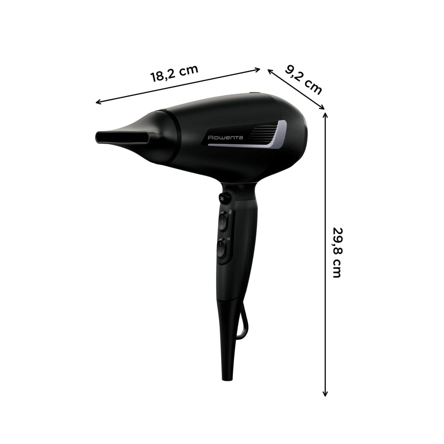 Rowenta Pro Power+, Asciugacapelli con Motore AC Robusto e Professionale di Lunga Durata, Concentratore 6mm, Diffusore di Volume per Ampia Varietà di Pieghe, Tecnologia Ionica, CV7243
