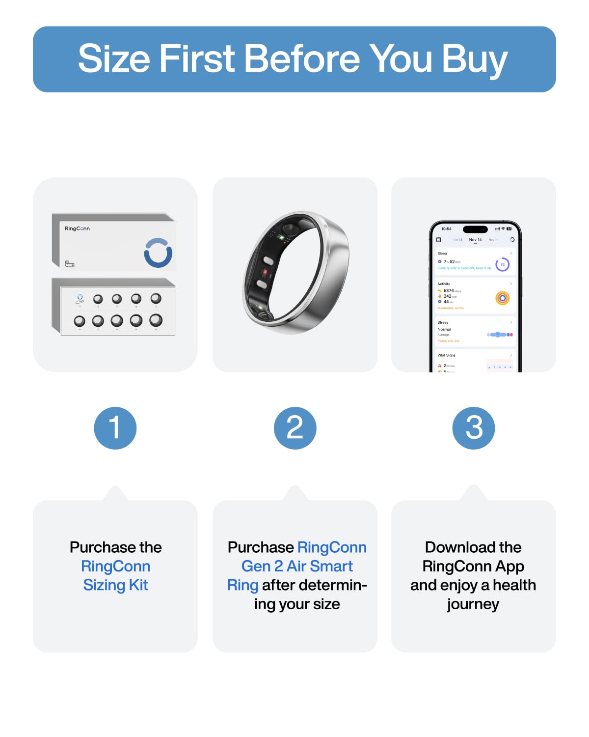 RingConn Gen 2 Air Smart Ring, Anello Intelligente AI Ultra Sottile, 10 Giorni di Batteria, Tracker Fitness/Stress/Frequenza Cardiaca per Donne e Uomini, iOS/Android Compatibile (Dune Oro, 10)