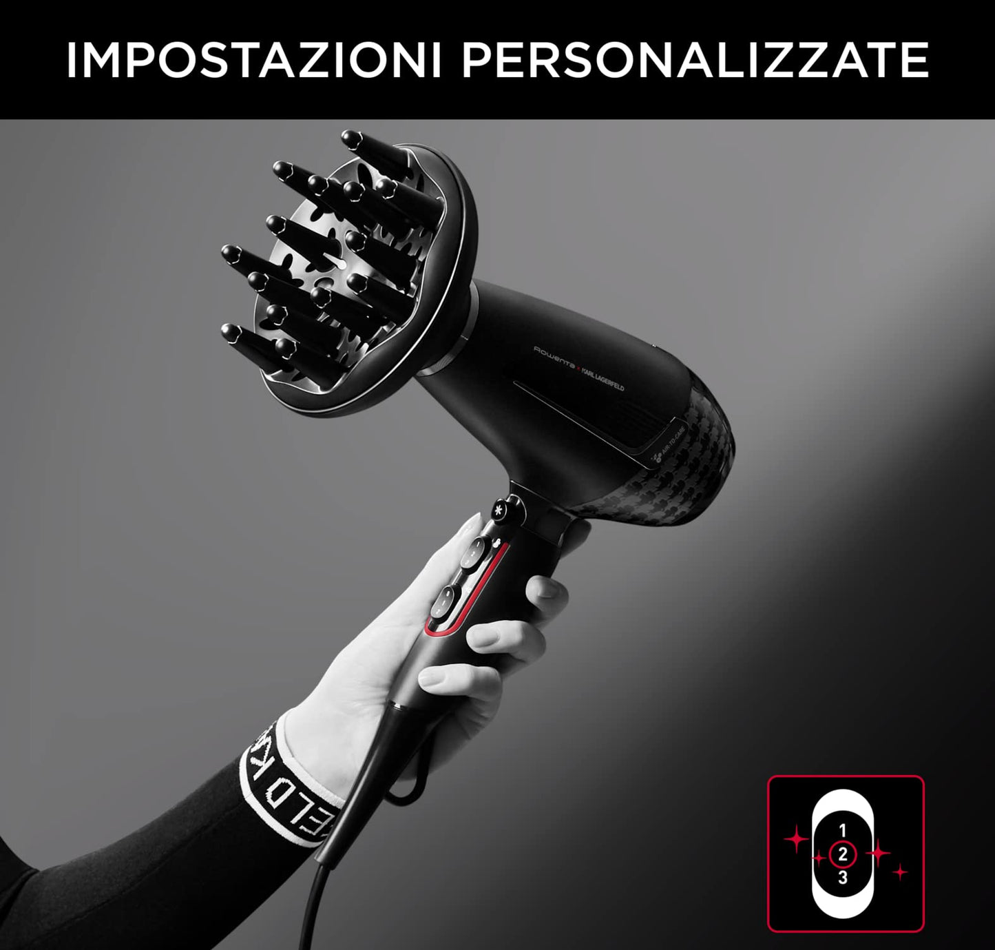 Rowenta Pro Power+, Asciugacapelli con Motore AC Robusto e Professionale di Lunga Durata, Concentratore 6mm, Diffusore di Volume per Ampia Varietà di Pieghe, Tecnologia Ionica, CV7243