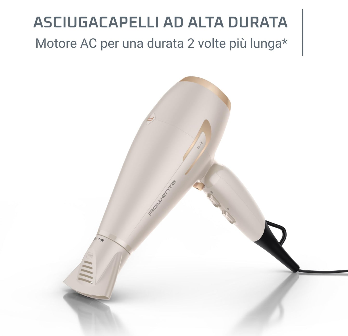Rowenta Pro Power+, Asciugacapelli con Motore AC Robusto e Professionale di Lunga Durata, Concentratore 6mm, Diffusore di Volume per Ampia Varietà di Pieghe, Tecnologia Ionica, CV7243