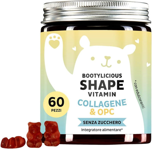 Caramelle Gommose Peptidi di Collagene VERISOL e OPC - Senza Zucchero - Integratore Antietà per Pelle Luminosa e Idratata - Estratto Semi d'Uva - Con Vitamina C ed E - 60 pz - Bears with Benefits
