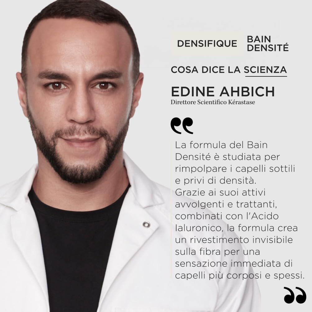 Kérastase, Densifique, Shampoo Professionale Fortificante per Capelli Privi di Densità, Capelli Corposi e Forti, Con Acido Ialuronico, Gluco Peptide e Ceramidi, Bain Densité