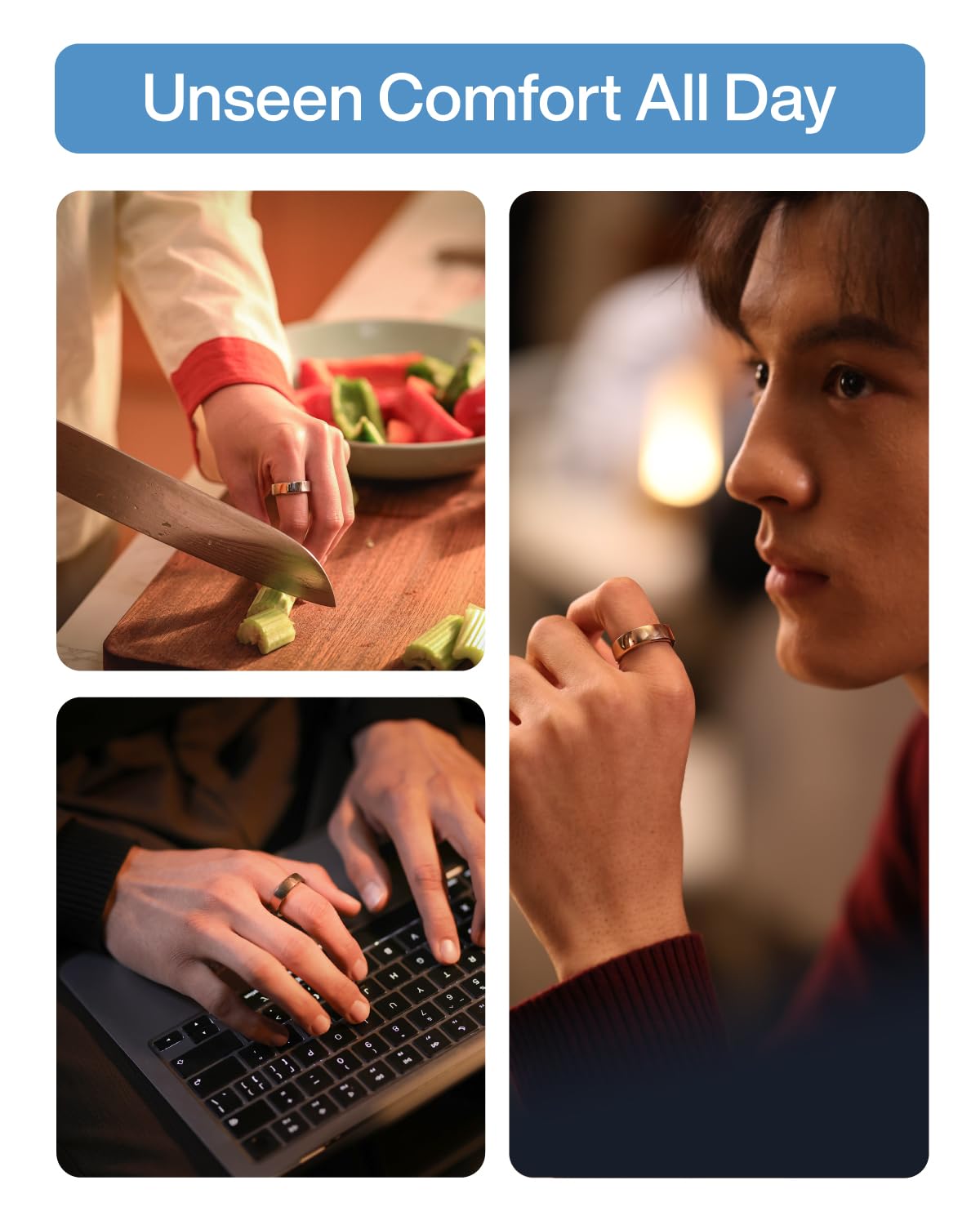 RingConn Gen 2 Air Smart Ring, Anello Intelligente AI Ultra Sottile, 10 Giorni di Batteria, Tracker Fitness/Stress/Frequenza Cardiaca per Donne e Uomini, iOS/Android Compatibile (Dune Oro, 10)