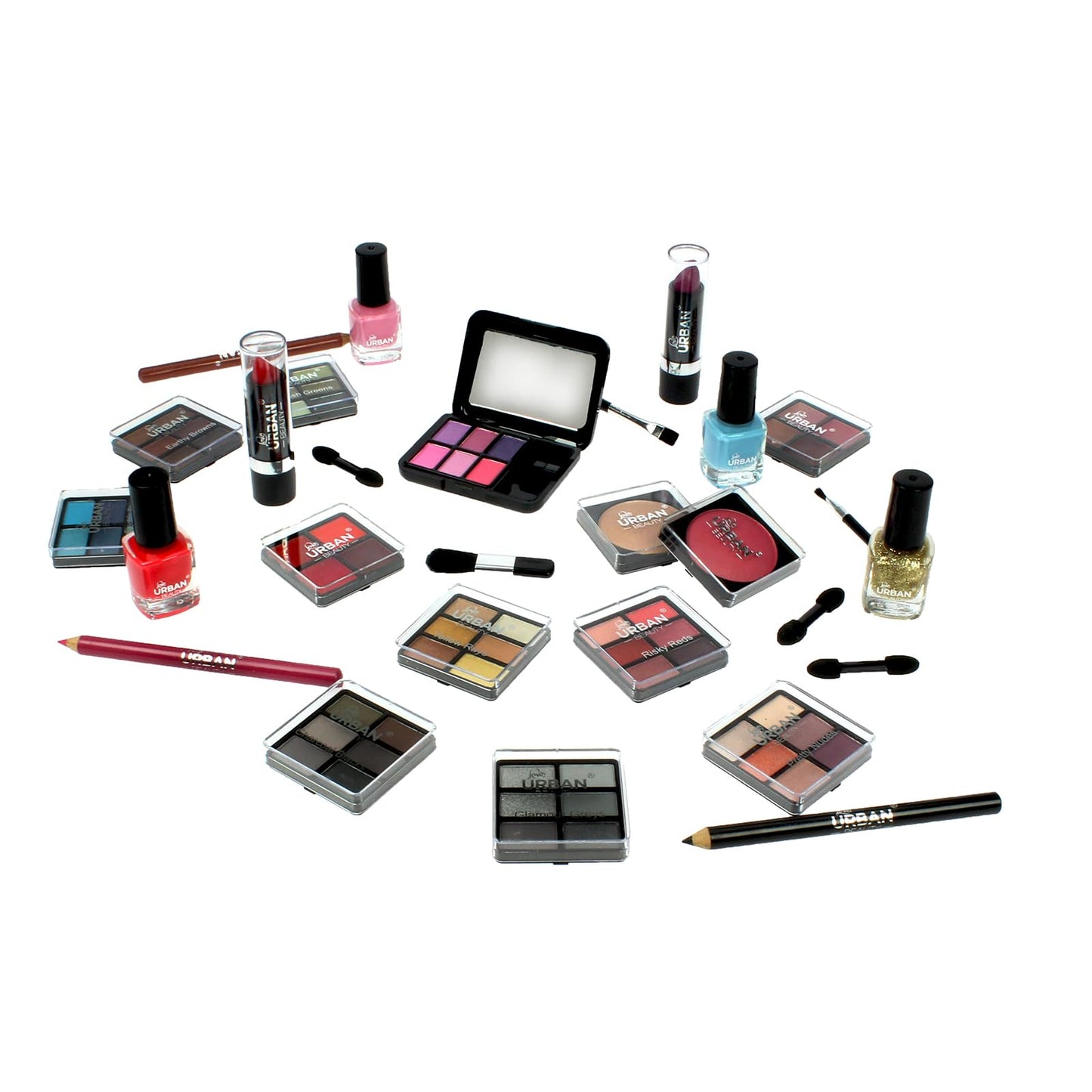 LOVE URBAN BEAUTY Vegano Beauty Case Rosa Caldo - Kit Trucco 82 pezzi per Ragazze e Donne con Ombretti, Fard, Rossetti e Prodotti per le Unghie - Divertente Valigetta da Trucco da Viaggio