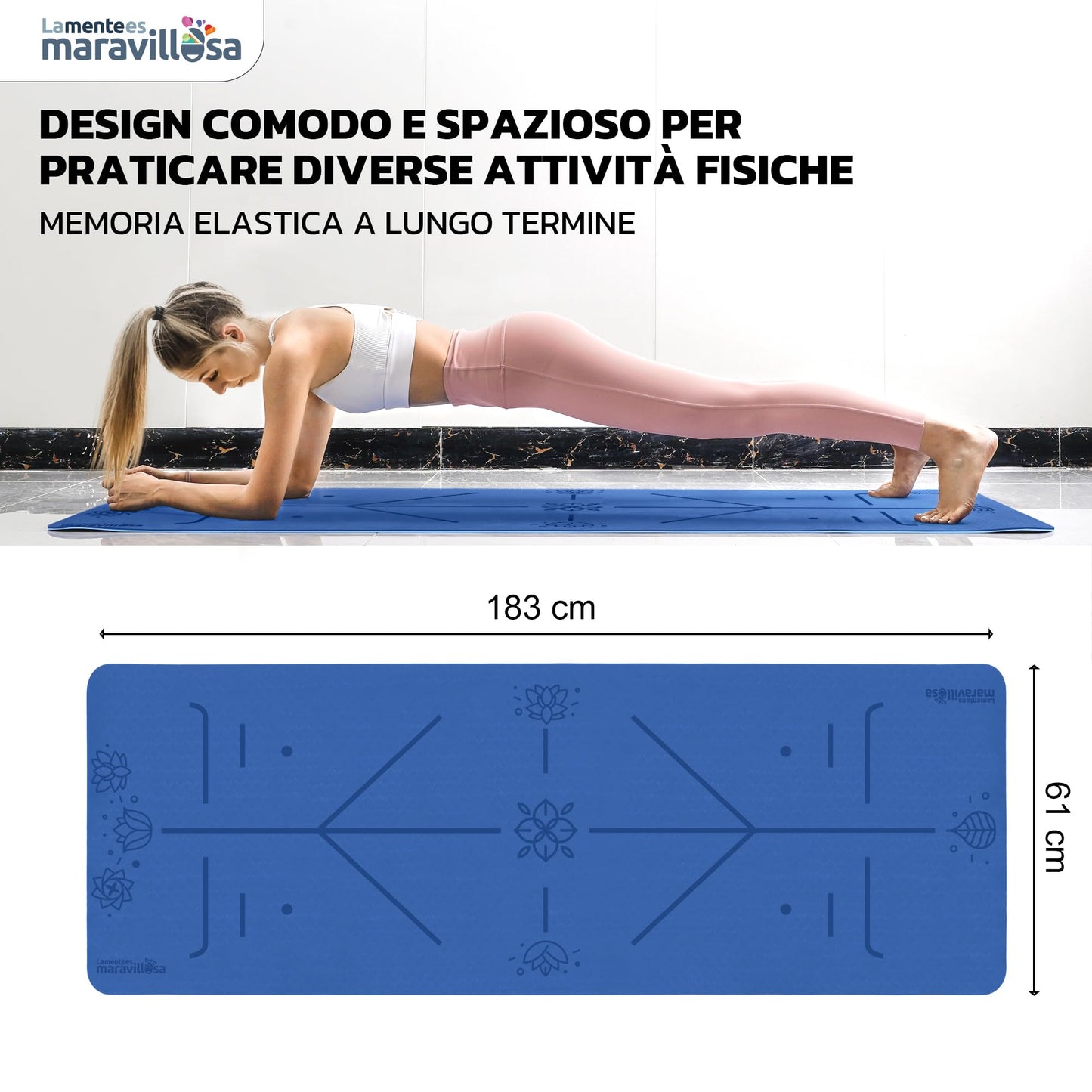 Tappetino da Yoga, Pilates, Fitness o Altri Sport con E-Book - LA MENTE ES MARAVILLOSA
