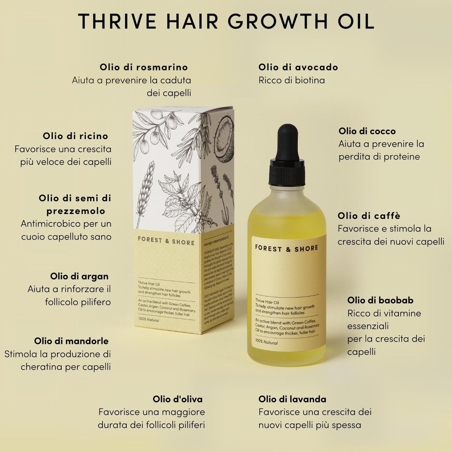 Olio per capelli: trattamento idratante e stimola la crescita dei capelli con olio di ricino, olio di argan e olio di rosmarino (100 ml, olio per la crescita dei capelli)