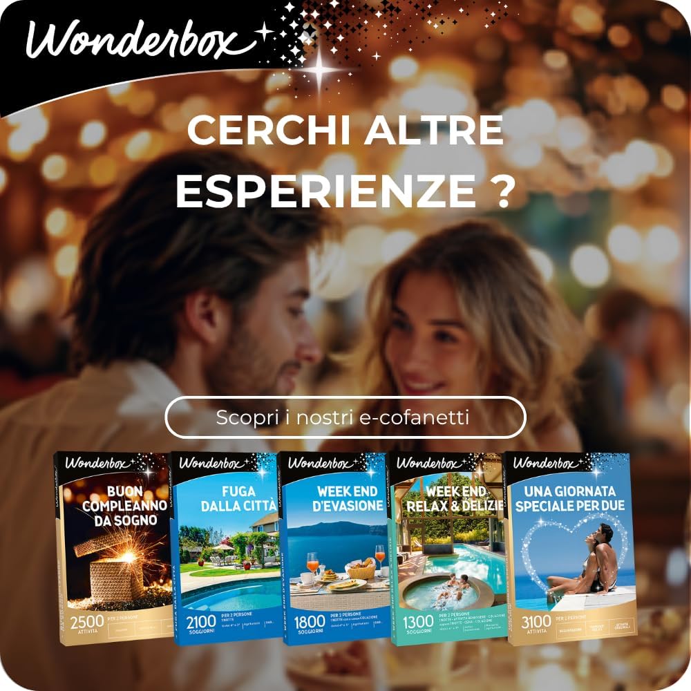 WONDERBOX - Cofanetto Regalo - Week End io e Te - 1250 Soggiorni per 2 Persone - 1 Notte o 1 Notte + Colazione - Hotel a 4 o 3 stelle - Tenute, Agriturismi