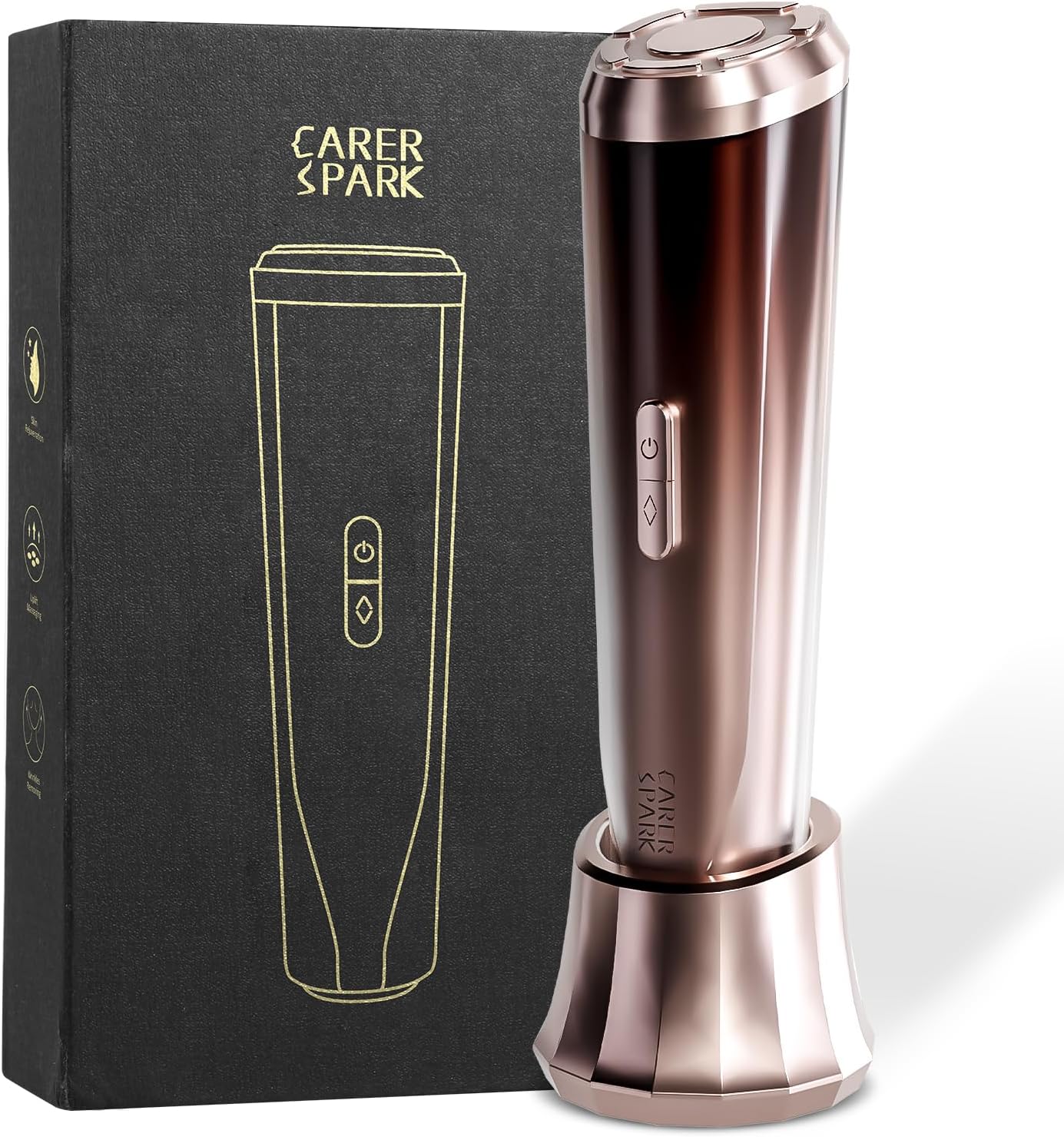 CARER SPARK Dispositivo Radiofrequenza Viso 3MHz, Massaggiatore Facciale Anti-Età con Ultrasuoni EMS Fototerapia Riduzione Rughe e Linee Sottili Cura del Viso Elettrica Multifunzionale