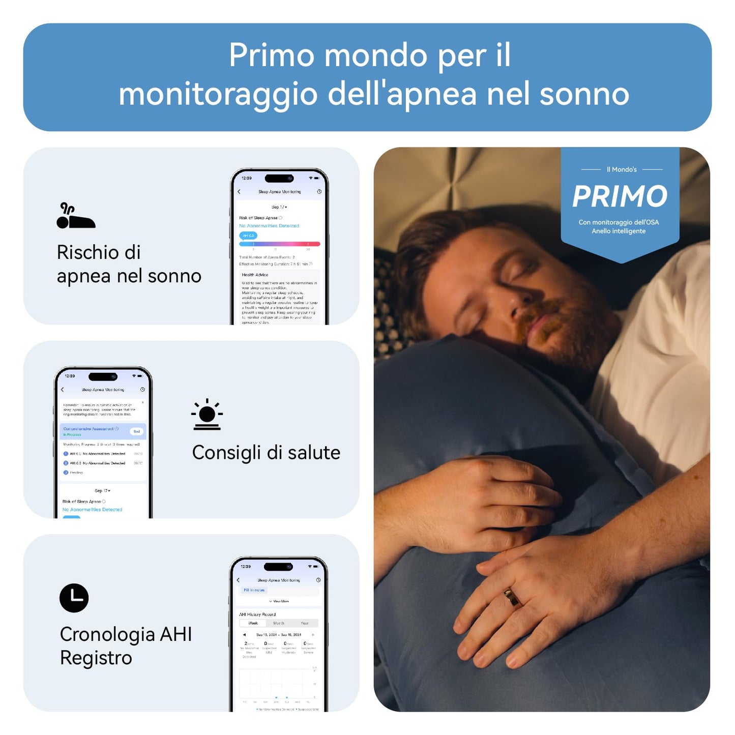 RingConn Gen 2 Smart Ring, Primo Al Mondo con Monitoraggio OSA, Nessun Abbonamento All'App, 12 Giorni di Batteria, Tracker di Stress/Frequenza Cardiaca/Salute Femminile, Compatibile Con Android e iOS