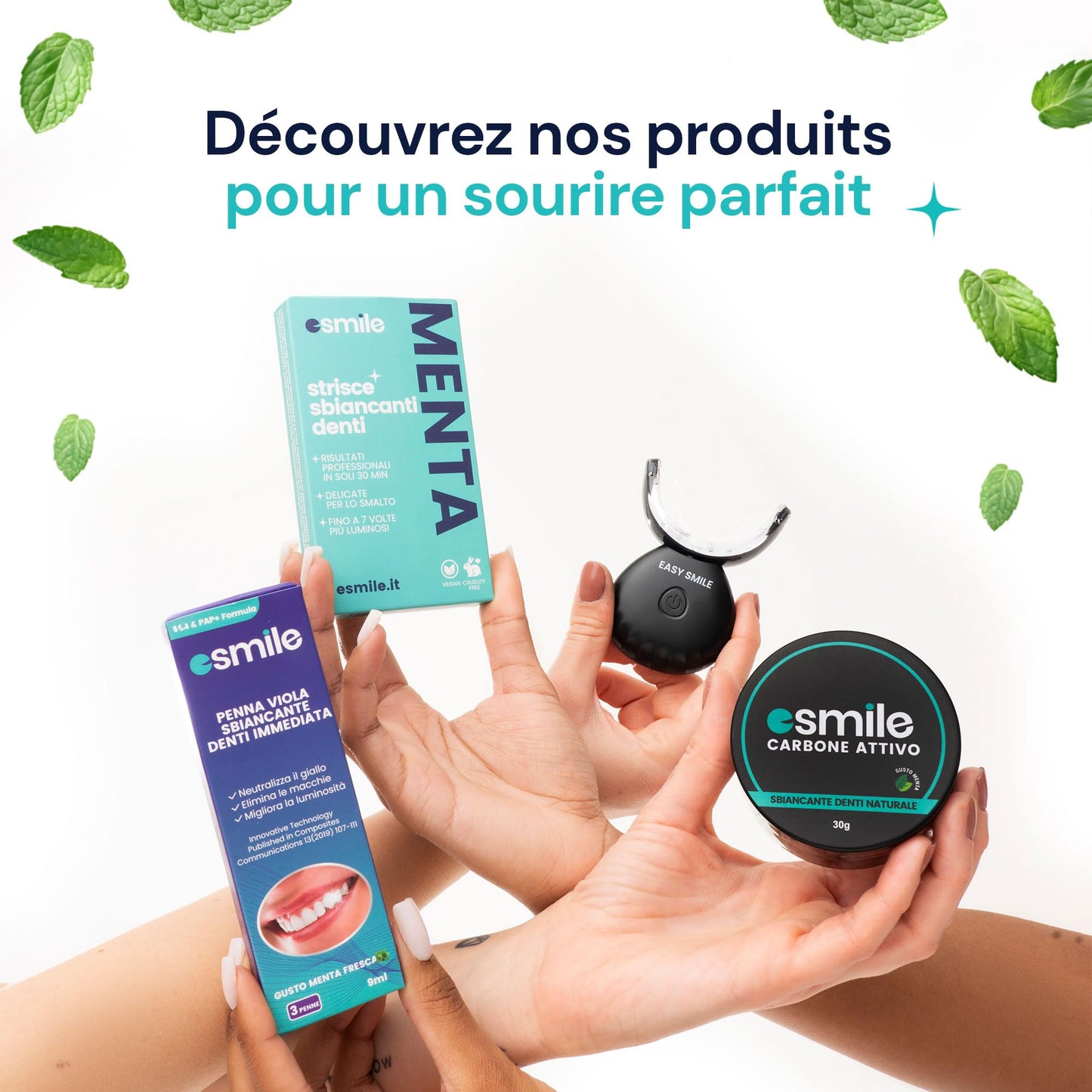 ESMILE - Kit Sbiancante Denti Professionale con Lampada LED - Elimina le Macchie in 16 Minuti - Sicuro per lo Smalto Dentale