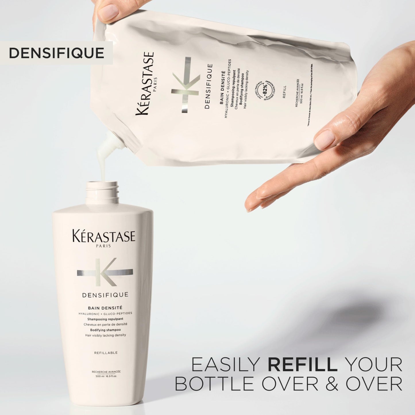 Kérastase, Densifique, Shampoo Professionale Fortificante per Capelli Privi di Densità, Capelli Corposi e Forti, Con Acido Ialuronico, Gluco Peptide e Ceramidi, Bain Densité