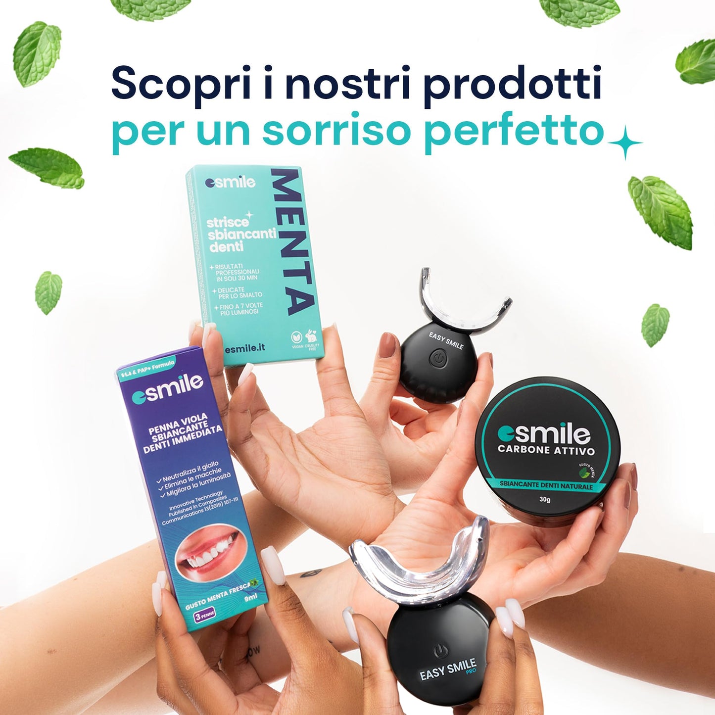 ESMILE - Kit Sbiancante Denti Professionale con Lampada LED - Elimina le Macchie in 16 Minuti - Sicuro per lo Smalto Dentale