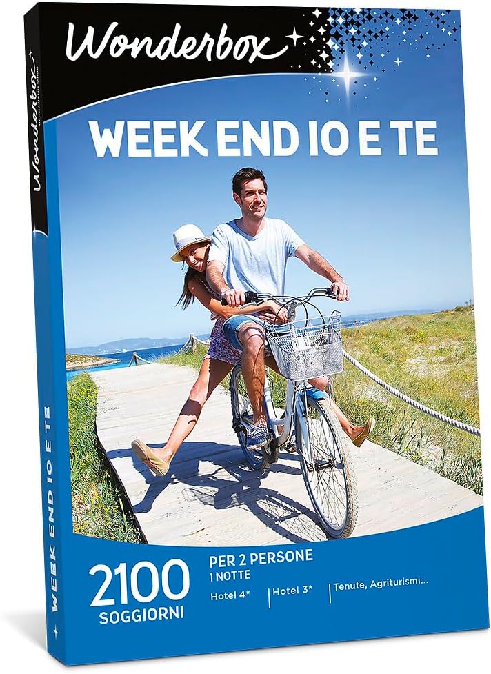 WONDERBOX - Cofanetto Regalo - Week End io e Te - 1250 Soggiorni per 2 Persone - 1 Notte o 1 Notte + Colazione - Hotel a 4 o 3 stelle - Tenute, Agriturismi