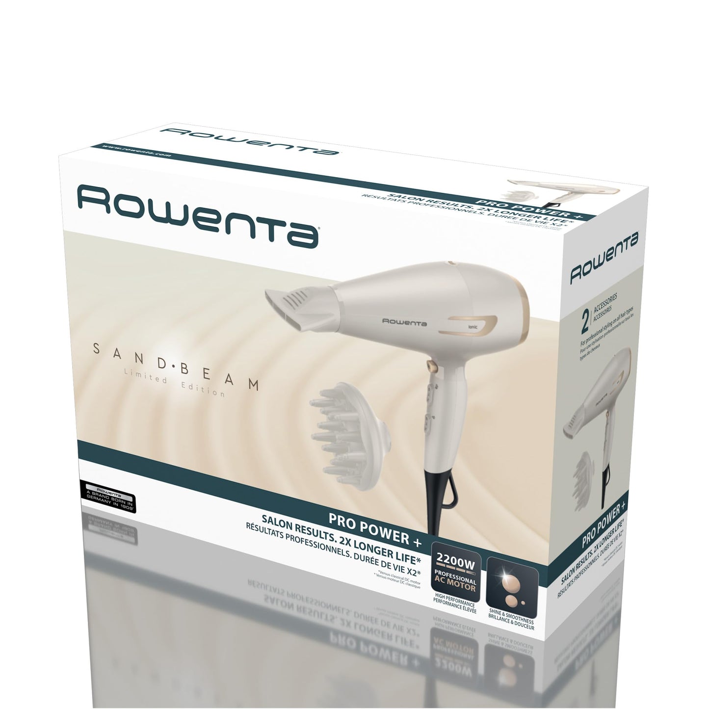 Rowenta Pro Power+, Asciugacapelli con Motore AC Robusto e Professionale di Lunga Durata, Concentratore 6mm, Diffusore di Volume per Ampia Varietà di Pieghe, Tecnologia Ionica, CV7243
