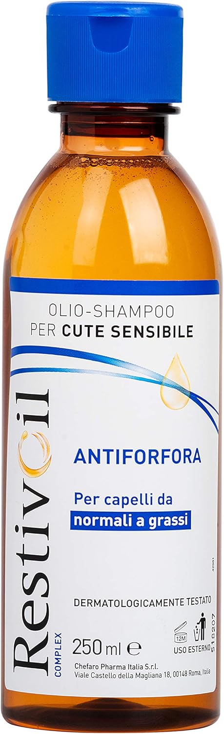 RestivOil Complex Olio Shampoo Delicato Antiforfora per Capelli da Normali a Grassi con Azione Antiseborroica e Anti Prurito, Shampoo Senza Schiuma, 250 ml