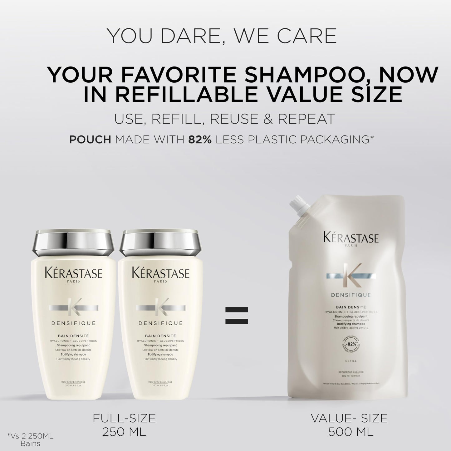 Kérastase, Densifique, Shampoo Professionale Fortificante per Capelli Privi di Densità, Capelli Corposi e Forti, Con Acido Ialuronico, Gluco Peptide e Ceramidi, Bain Densité