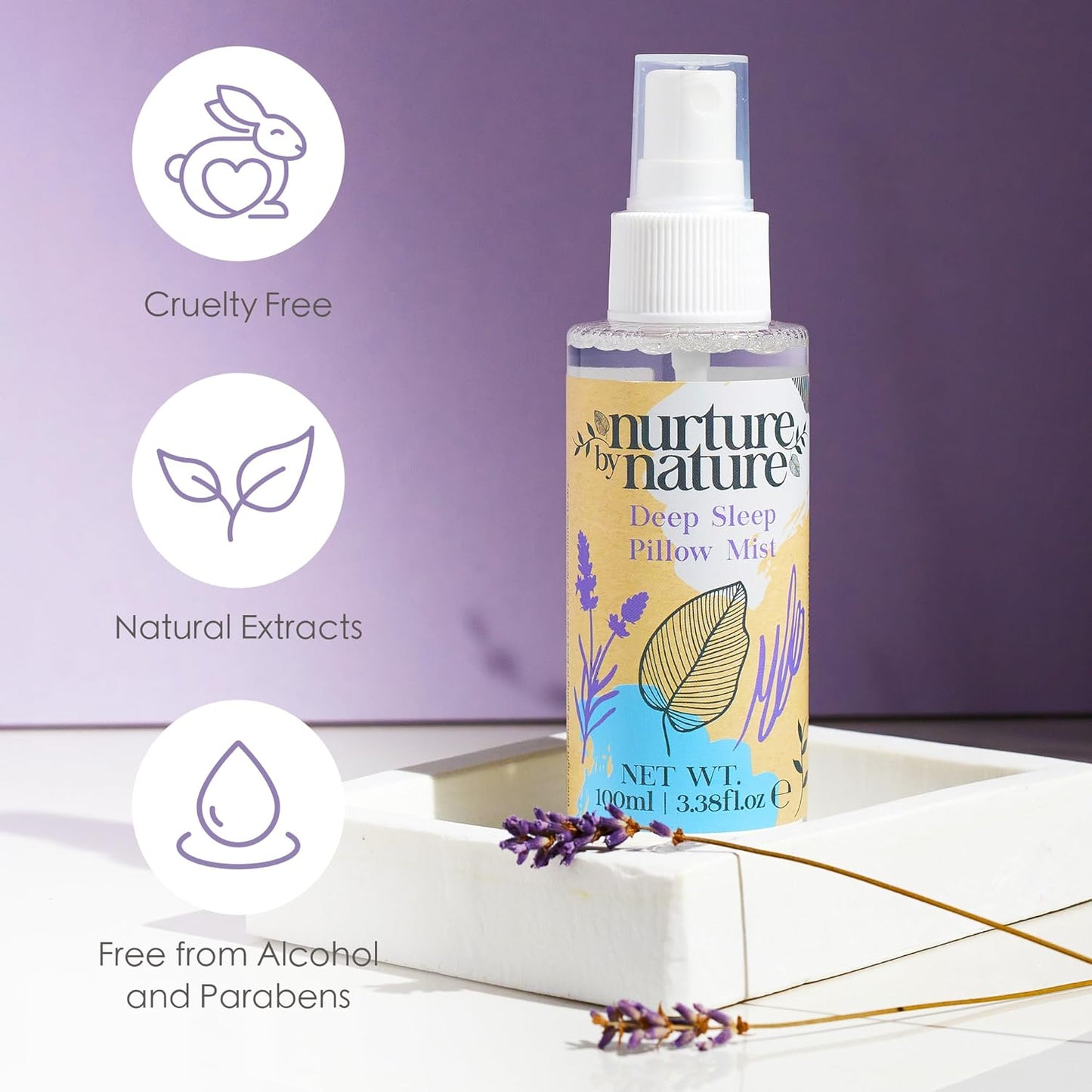 RELAXANT & CALME | Pamper de Nurture By Nature Spa Gift Box | Pillow Mist, Bath Salts, Lavender, Soap, Bath Bomb, Candle, Body Scrub, Valentine's Day Gift for Her