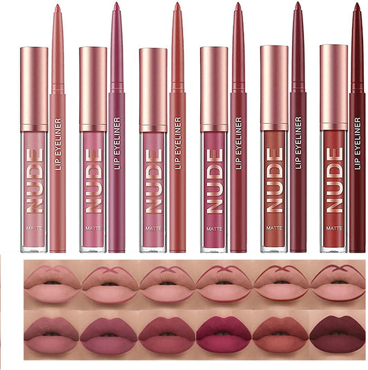 12 Pz Matita Labbra Matte E Set Di Rossetto 24 Ore Nudi Impermeabile Bellezza Trucco Kit Lipgloss Liptints Per Le Donne Matita Rossetto Lifter Regali