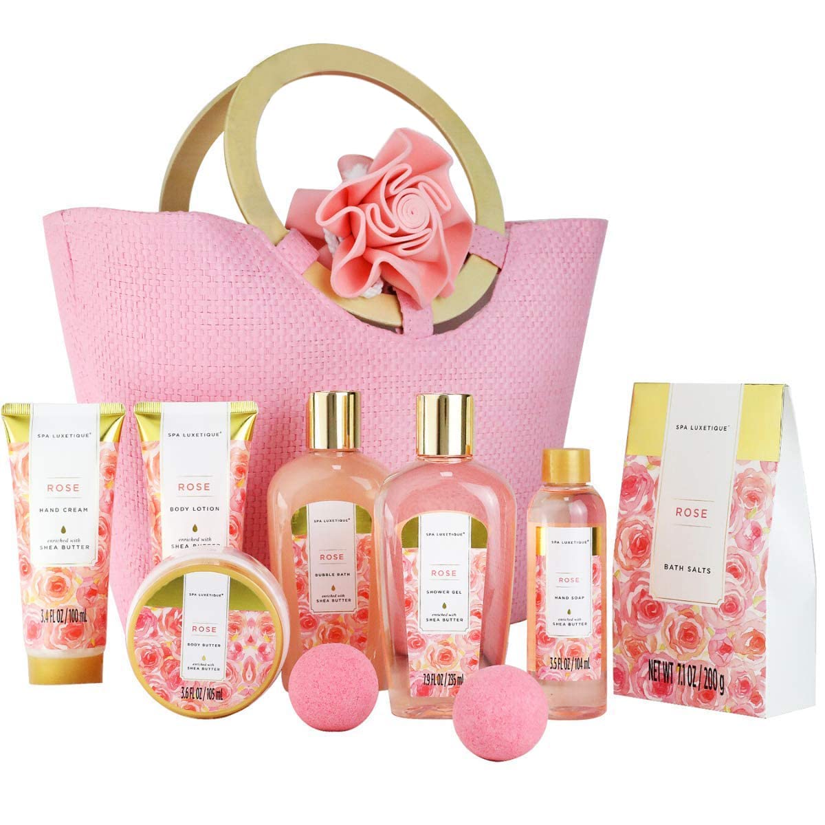 Spa Luxetique Set regalo spa, regali per le donne, set regalo per il bagno di rose da 10 pezzi, set da bagno per le donne, regali di compleanno per la mamma, regali di Natale Regalo Festa della Mamma