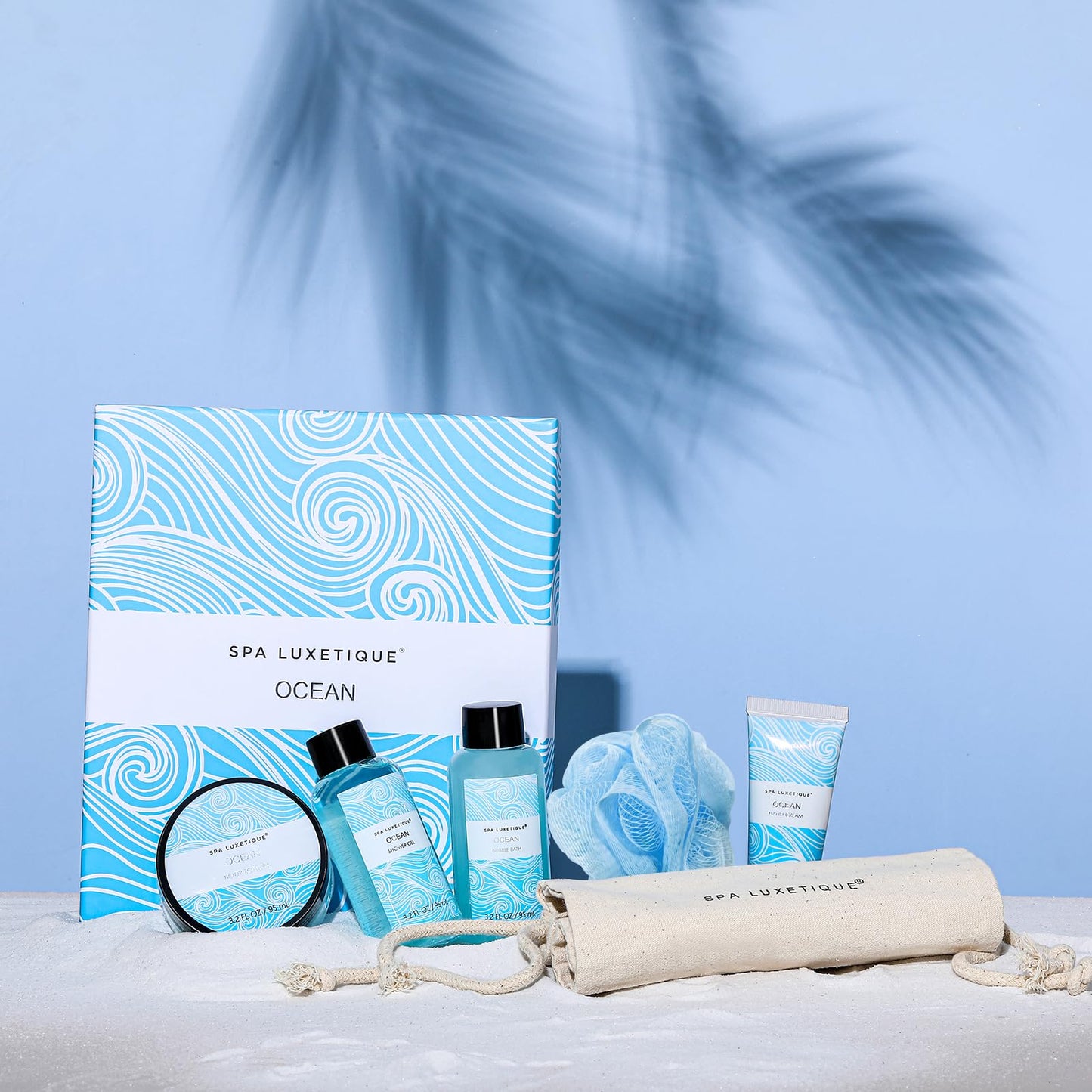 SPA LUXETIQUE Set da Bagno Regalo Donne – Set per la Cura Della Vaniglia con 6 Pezzi in Gel Doccia di Dimensioni da Viaggio, Crema per le Mani, Borsa di Lino con Coulisse, Regalo Festa della Mamma