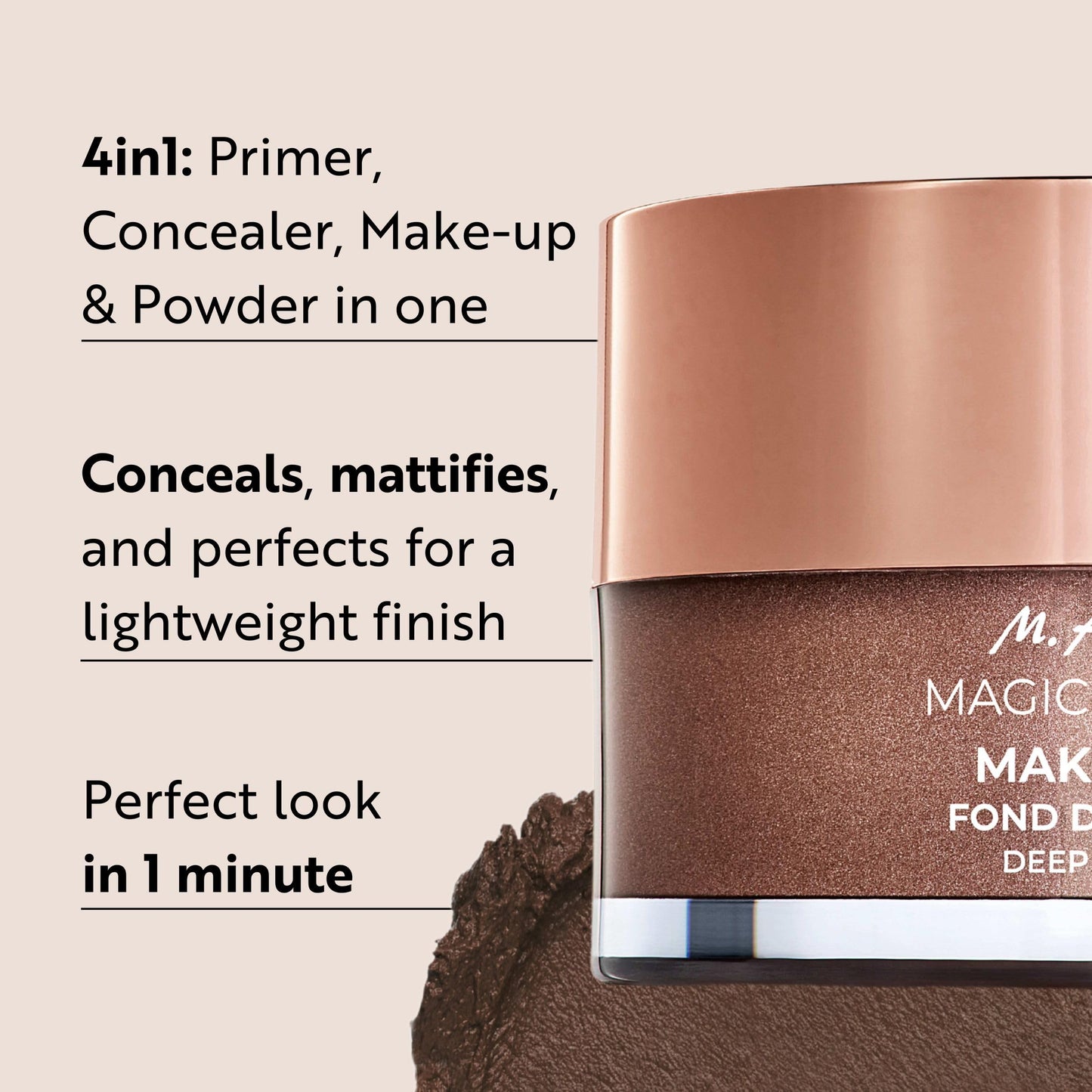M. Asam Magic Finish Make Up Mousse (30ml) 4-in-1 Primer, Foundation, Powder & Concealer, Natural Lightweight Foundation for All Skin Types, Vegan Make Up