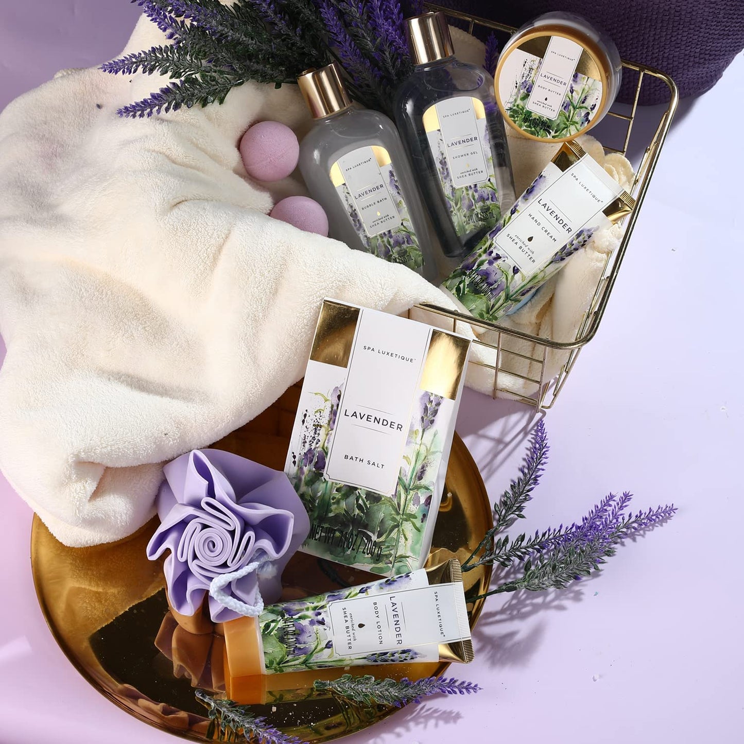 Spa Luxetique Set regalo spa, regali per le donne, set regalo per il bagno di rose da 10 pezzi, set da bagno per le donne, regali di compleanno per la mamma, regali di Natale Regalo Festa della Mamma