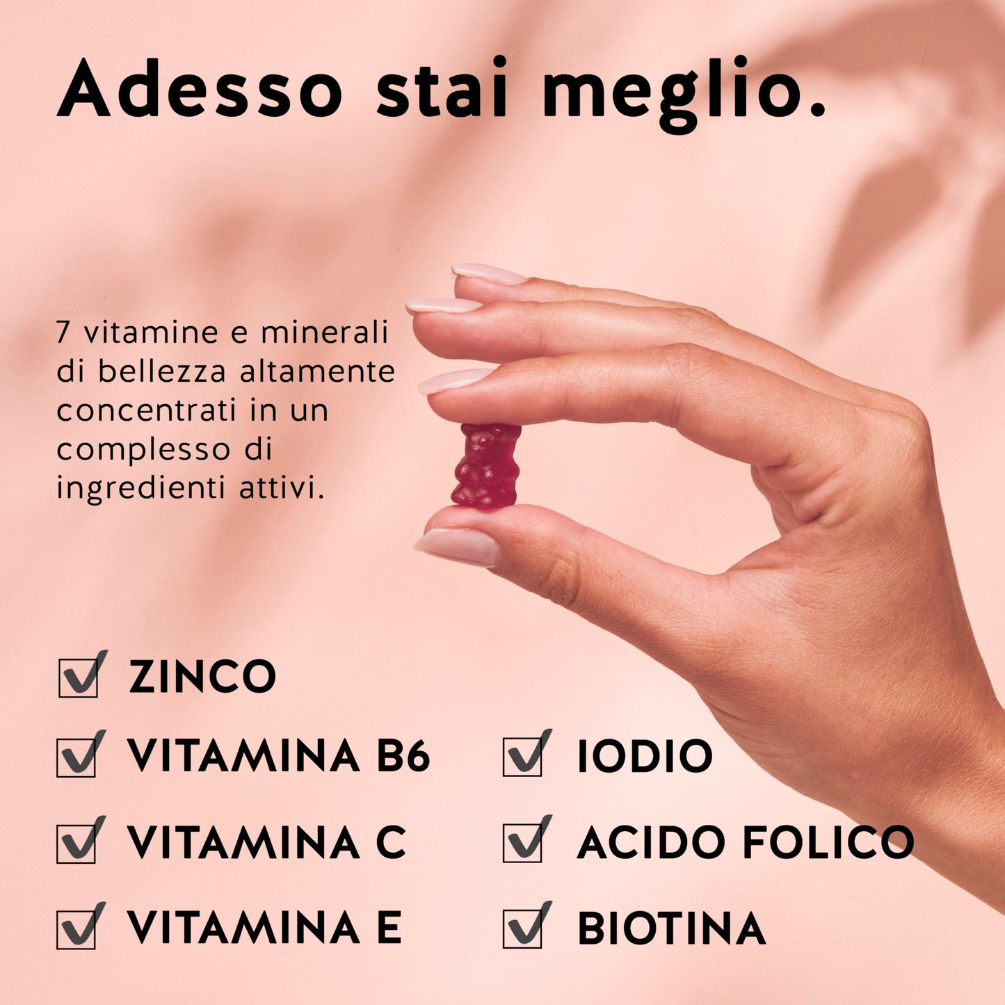 Caramelle Gommose Biotina Ah-mazing Hair – Vitamine per Capelli, Pelle e Unghie – 5000 µg di Biotina (B7), Zinco, Vitamine B6, B9, C, E – 60 Pezzi (2 Mesi), Vegane, Senza Zucchero, Bears with Benefits