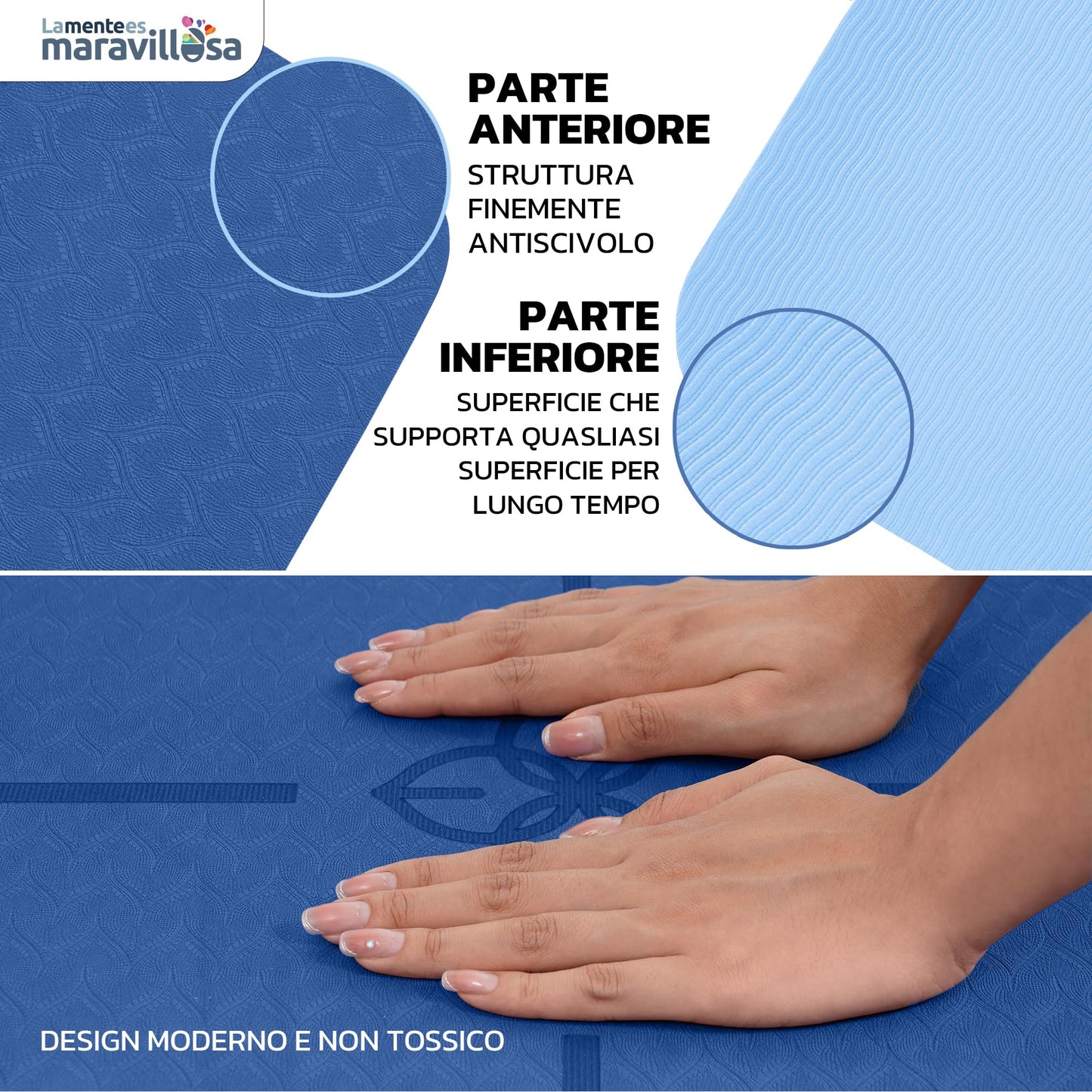 Tappetino da Yoga, Pilates, Fitness o Altri Sport con E-Book - LA MENTE ES MARAVILLOSA