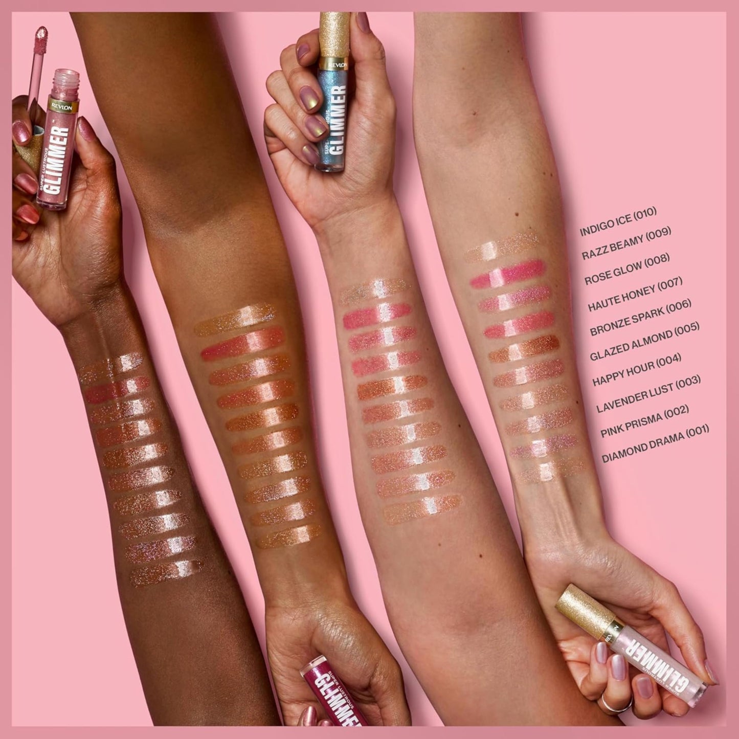 Revlon Super Lustrous Glimmer Gloss, Glitterato Idratante e Rimpolpante, Finish Ultra Lucido e Brillante, Formula a Base di Piante, 003 Lavender Lust, 3.8ml