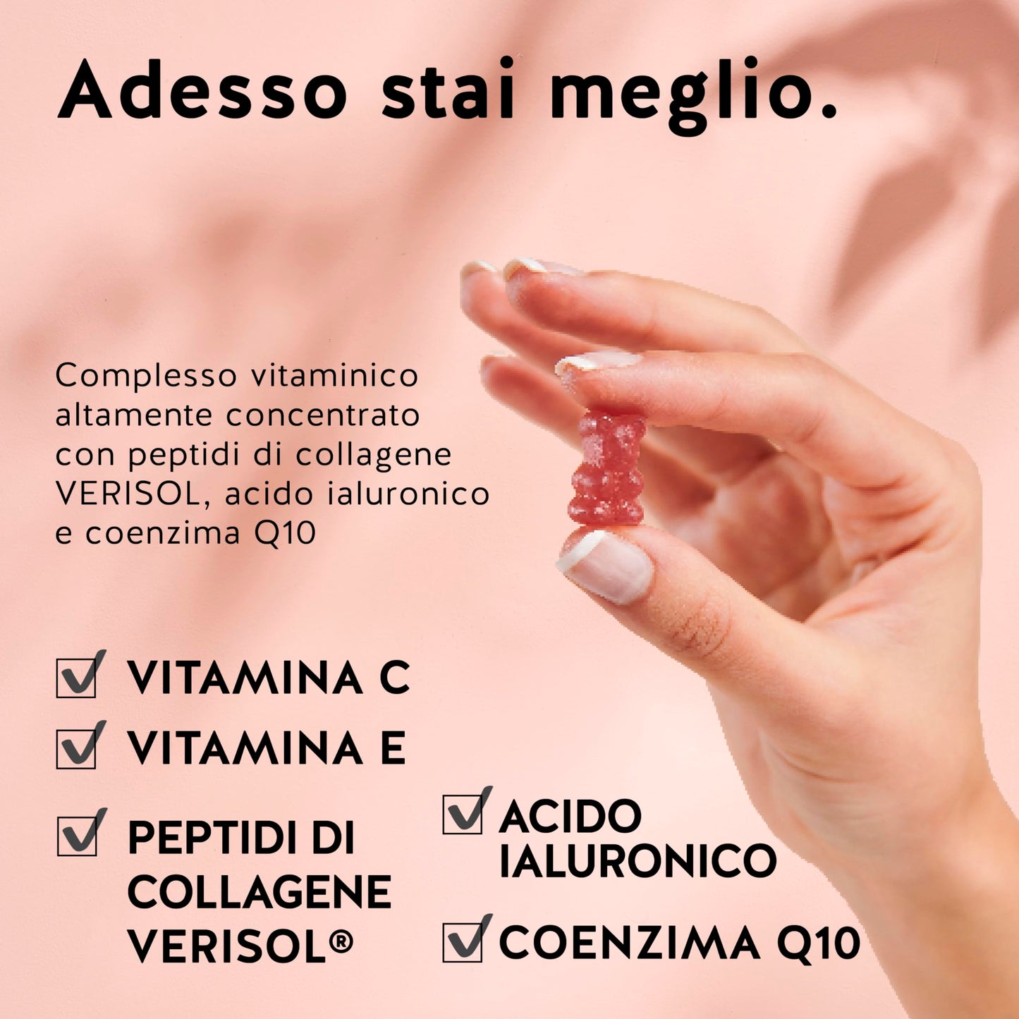 Gummies al Collagene & Acido Ialuronico Born This Way Youth Vitamins – Antiossidanti Bellezza – Collagene, Acido Ialuronico, Vitamina C, E, CoQ10 – 90 pezzi, Senza Zucchero, Bears with Benefits