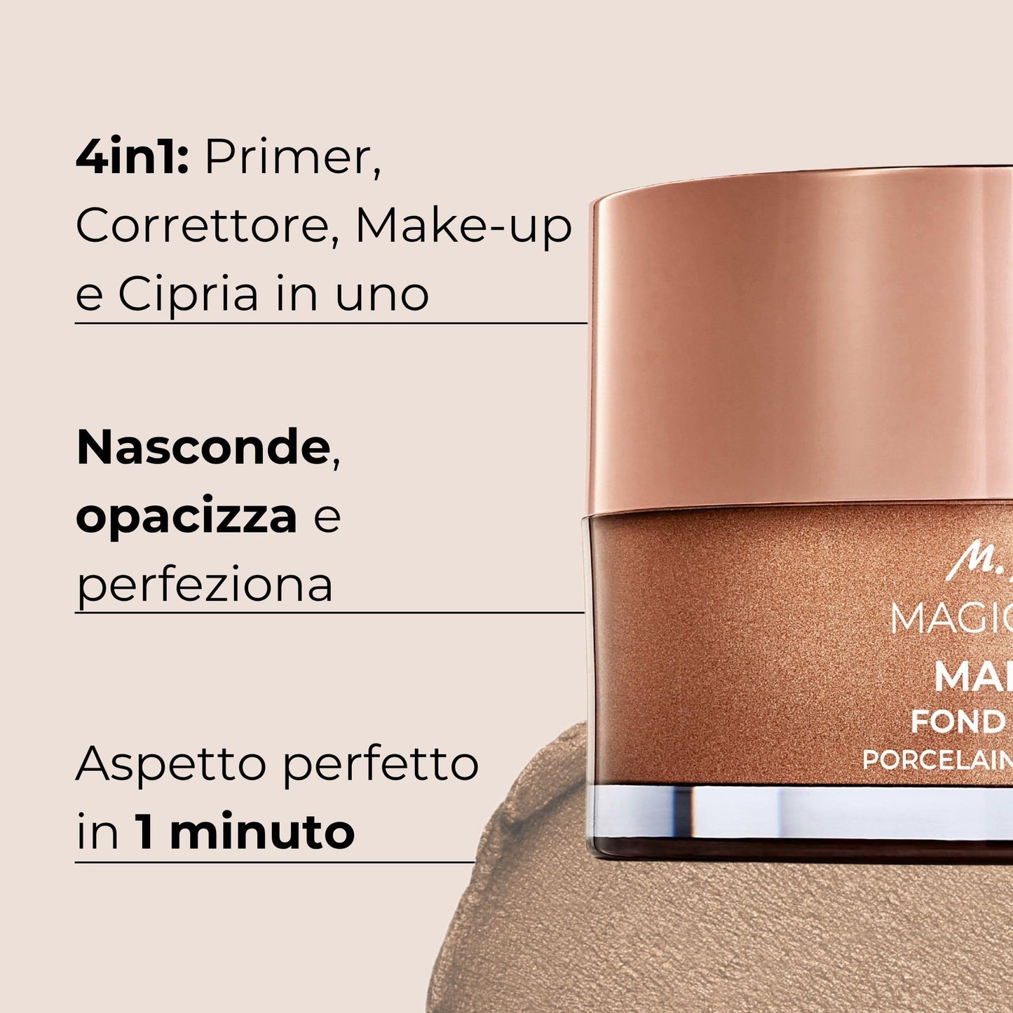 M. Asam Magic Finish Make Up Mousse (30ml) 4-in-1 Primer, Foundation, Powder & Concealer, Natural Lightweight Foundation for All Skin Types, Vegan Make Up