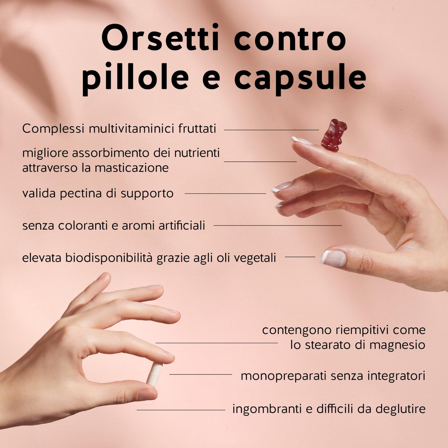 Caramelle Gommose Biotina Ah-mazing Hair – Vitamine per Capelli, Pelle e Unghie – 5000 µg di Biotina (B7), Zinco, Vitamine B6, B9, C, E – 60 Pezzi (2 Mesi), Vegane, Senza Zucchero, Bears with Benefits