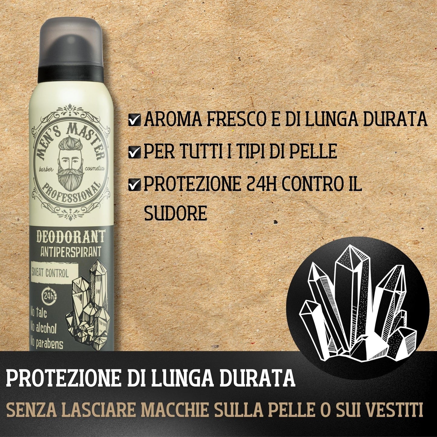 Men's Master Set Regalo Uomo 3 Unità | Every Day Set | Deodorante Antitraspirante | Crema Rigenerante Viso Antirughe | Shampoo Detox per Capelli Grassi, Antiforfora | Kit Barba Uomo | Senza Parabeni